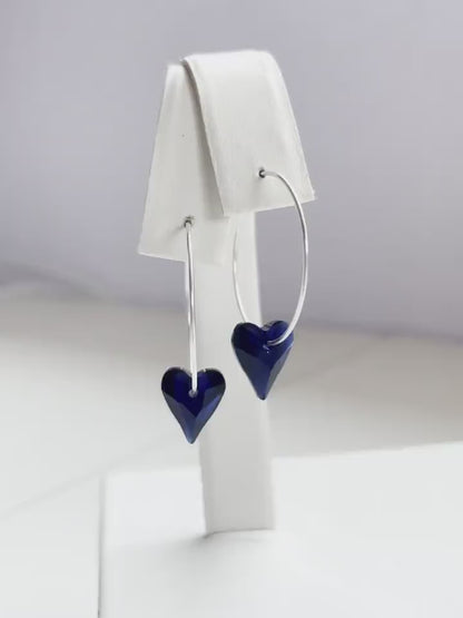 Navy blue heart earrings