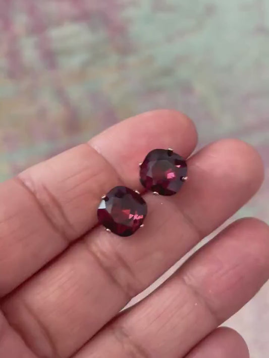 Pendientes de cristal burdeos