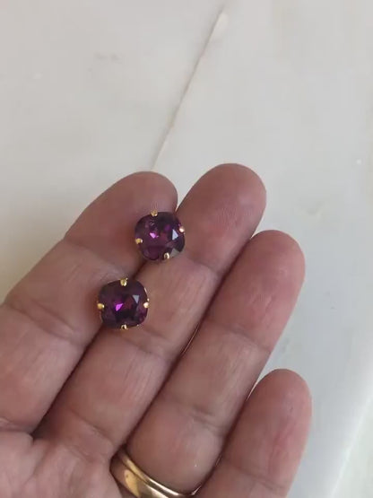 Pendientes talla cojín con cristal de amatista