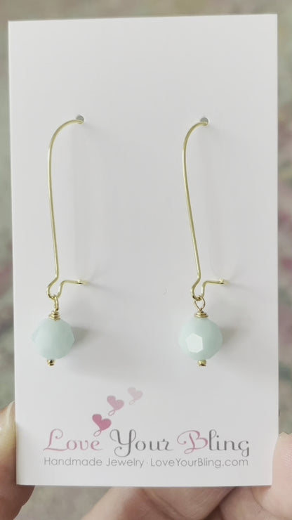 Mint green round crystal earrings