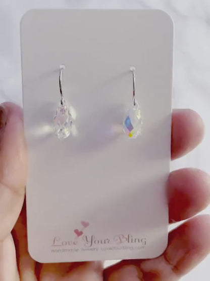 Boucles d'oreilles en forme de larme en cristal AB transparent