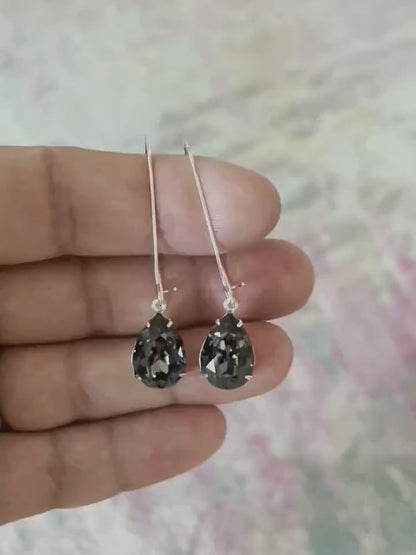 Pendientes colgantes de cristal con diamantes negros