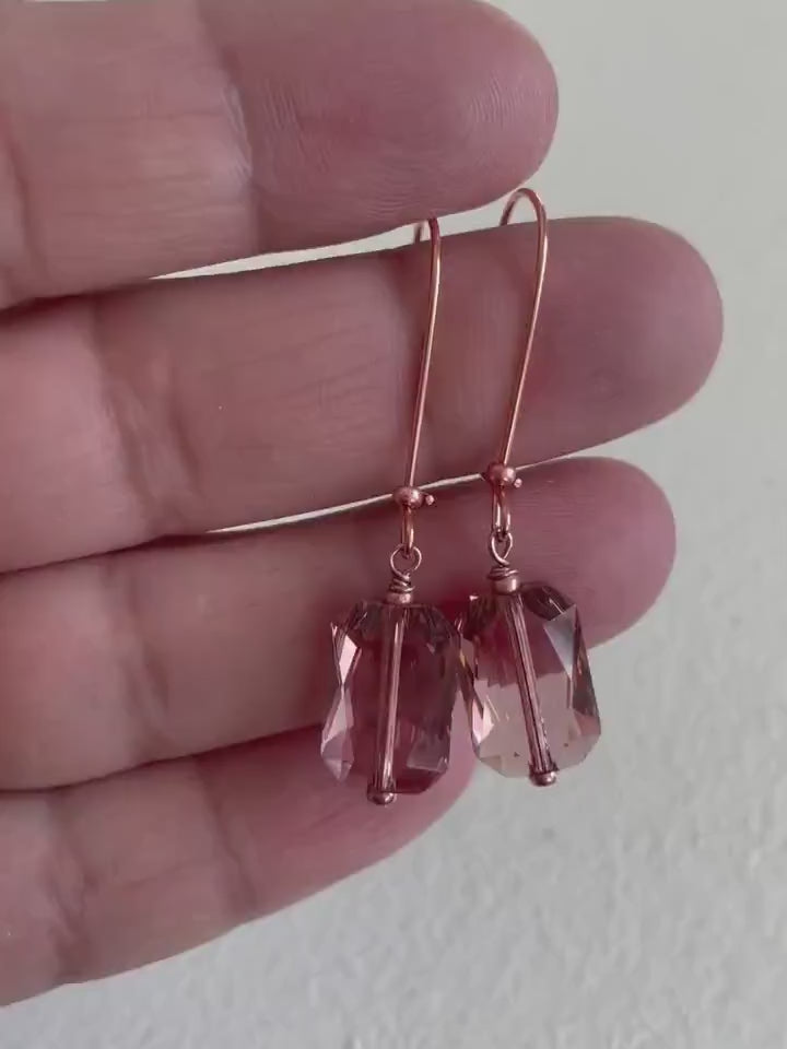 Blush Pink Gray Long Geometric Dangle Earrings – Exquistry
