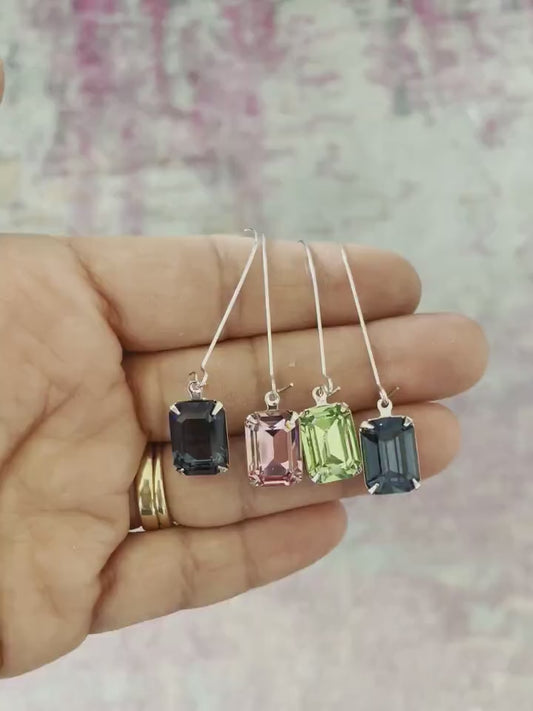 Pendientes de cristal octogonales