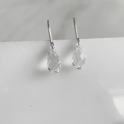 Clear crystal teardrop earrings