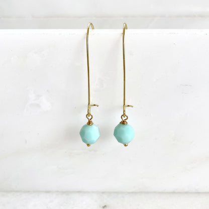 Mint green round crystal earrings