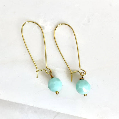 Mint green round crystal earrings