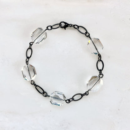 Bracelet en cristal clair sur gunmetal