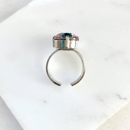 Bague cristal carrée rose clair