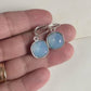 Sky blue opal large square crystal earrings