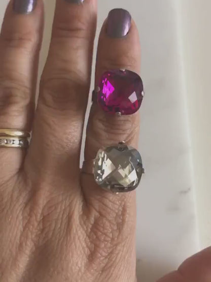 Large crystal cocktail ring