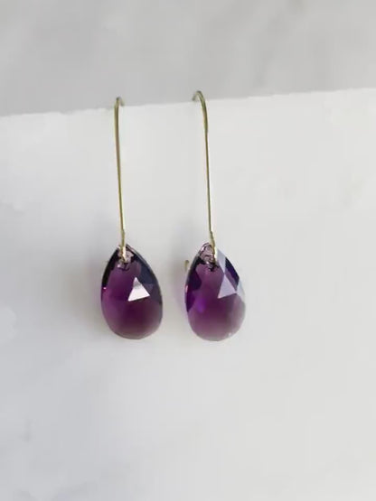 Boucles d'oreilles longues améthyste