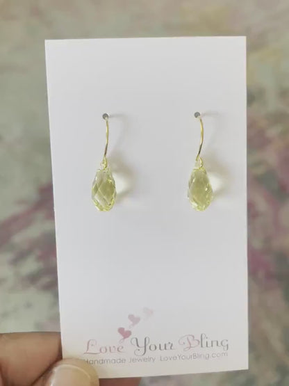 Boucles d'oreilles en forme de goutte de cristal jaune