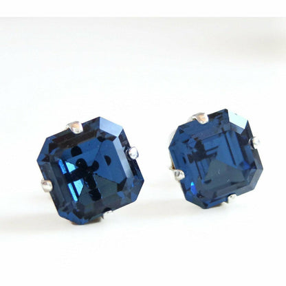 Pendientes Poste Cristal Azul Marino