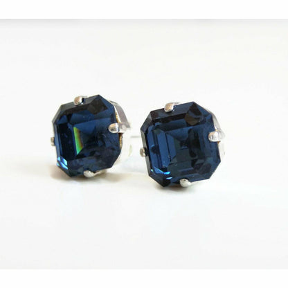 Boucles d'oreilles pendantes en cristal bleu marine