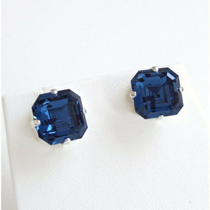 Boucles d'oreilles pendantes en cristal bleu marine