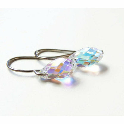 Boucles d'oreilles en forme de larme en cristal AB transparent