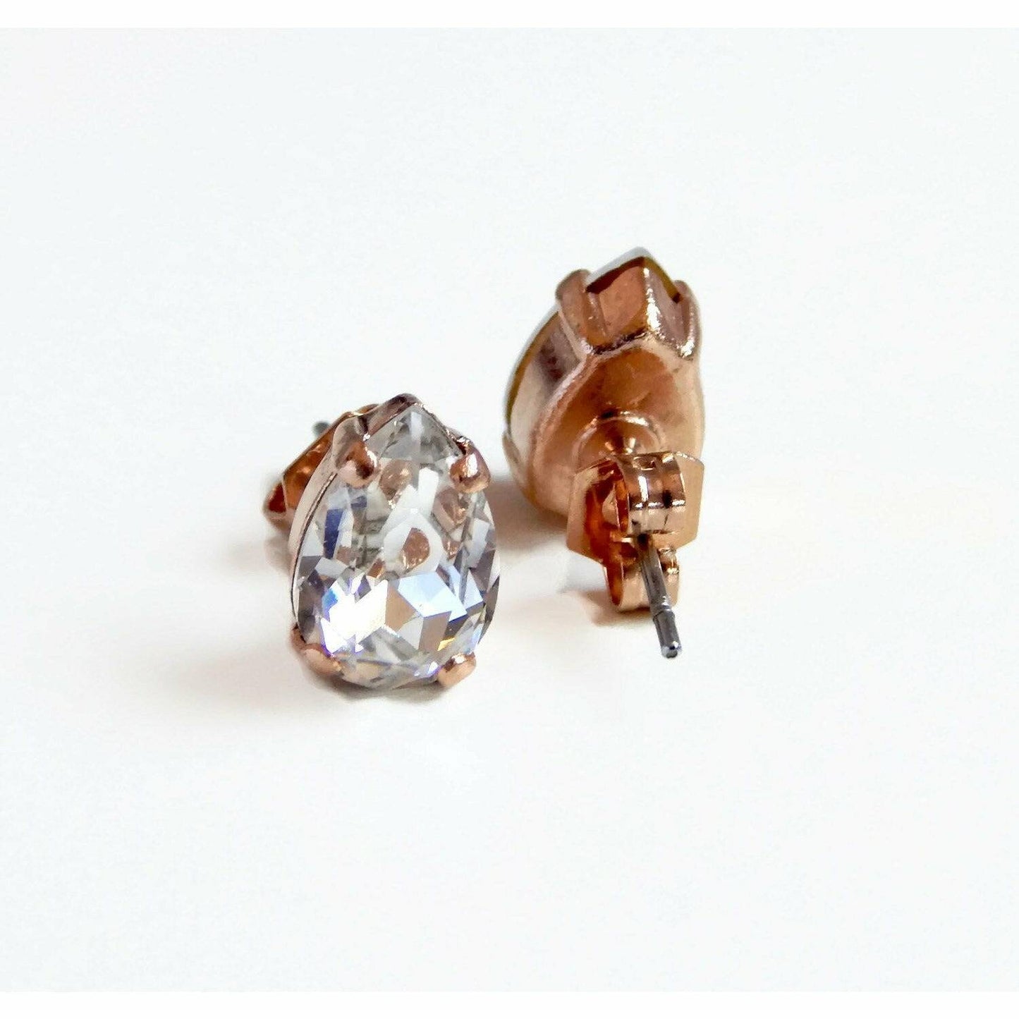 Rose gold pear stud earrings