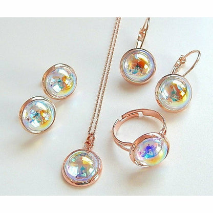 Boucles d'oreilles dormeuses en cristal bulle en or rose