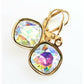 Rainbow square crystal earrings