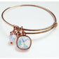 Rose gold bangle crystal charm bracelet