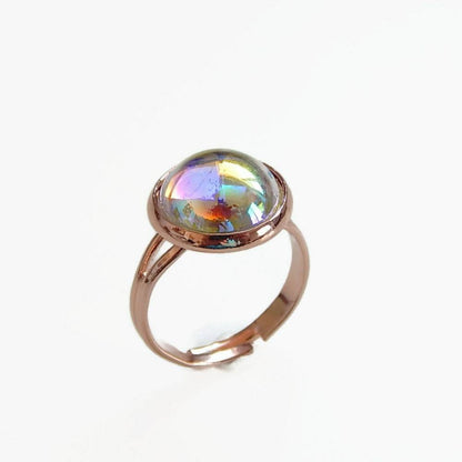 Anillo burbuja de cristal sobre oro rosa