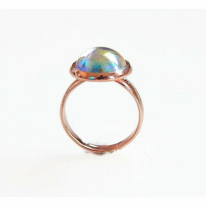 Bague bulle cristal sur or rose