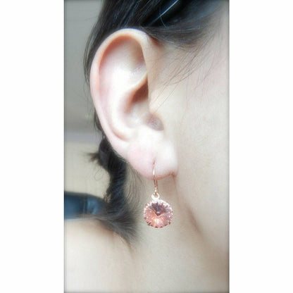 rose gold crystal earrings in peach