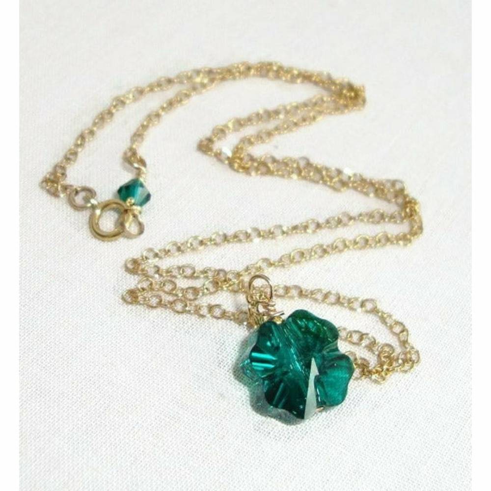 Crystal four leaf clover necklace