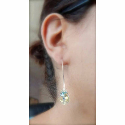 Boucles d'oreilles longues en forme de goutte de cristal irisé