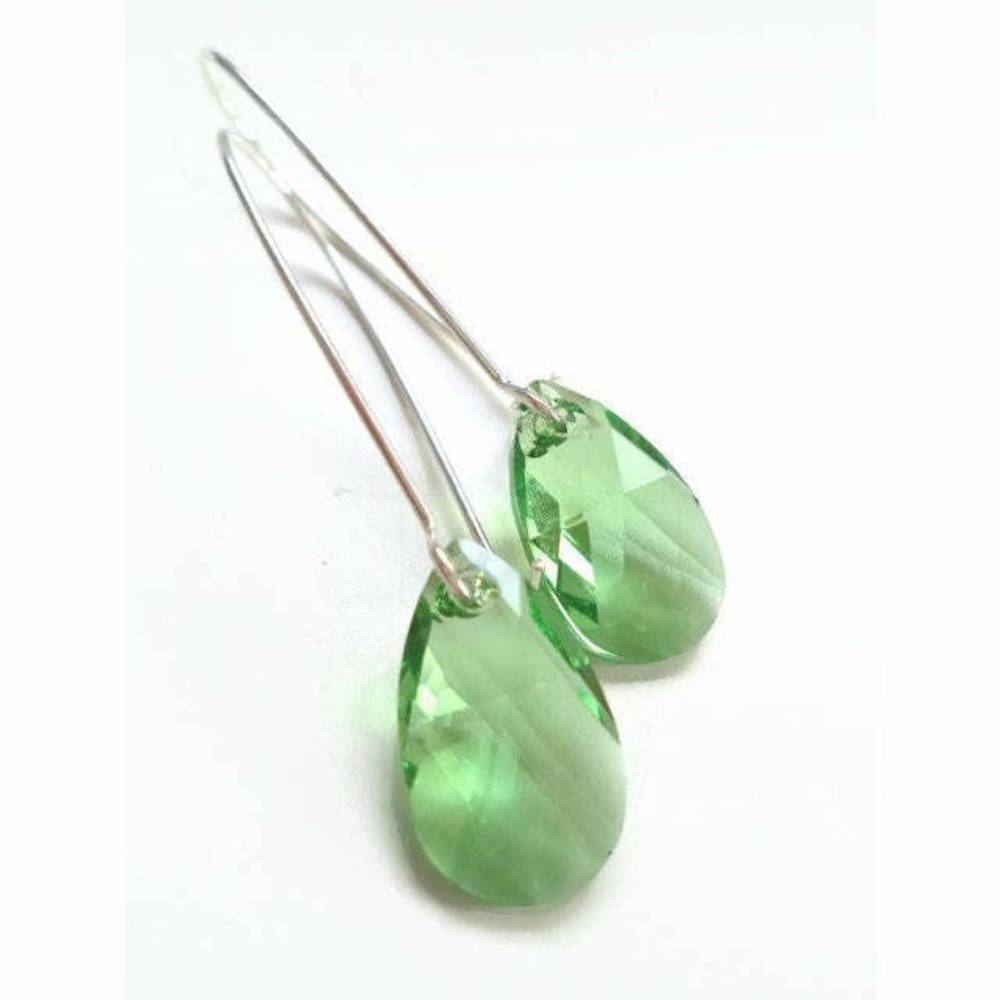 Long peridot crystal earrings