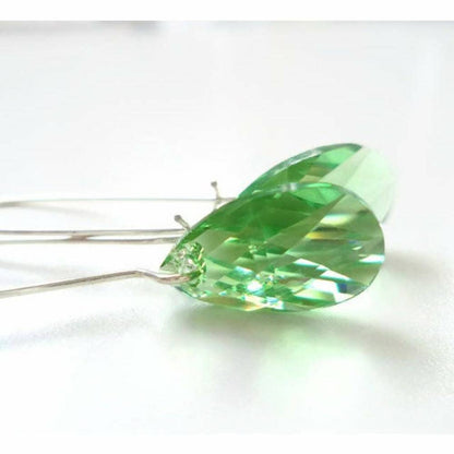 Pendientes largos de cristal de peridoto