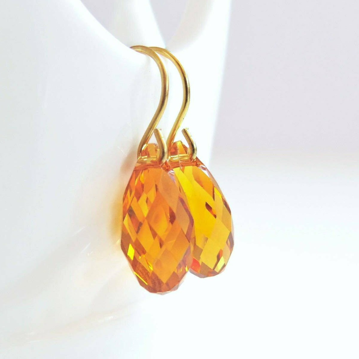 Topaz teardrop briolette earrings