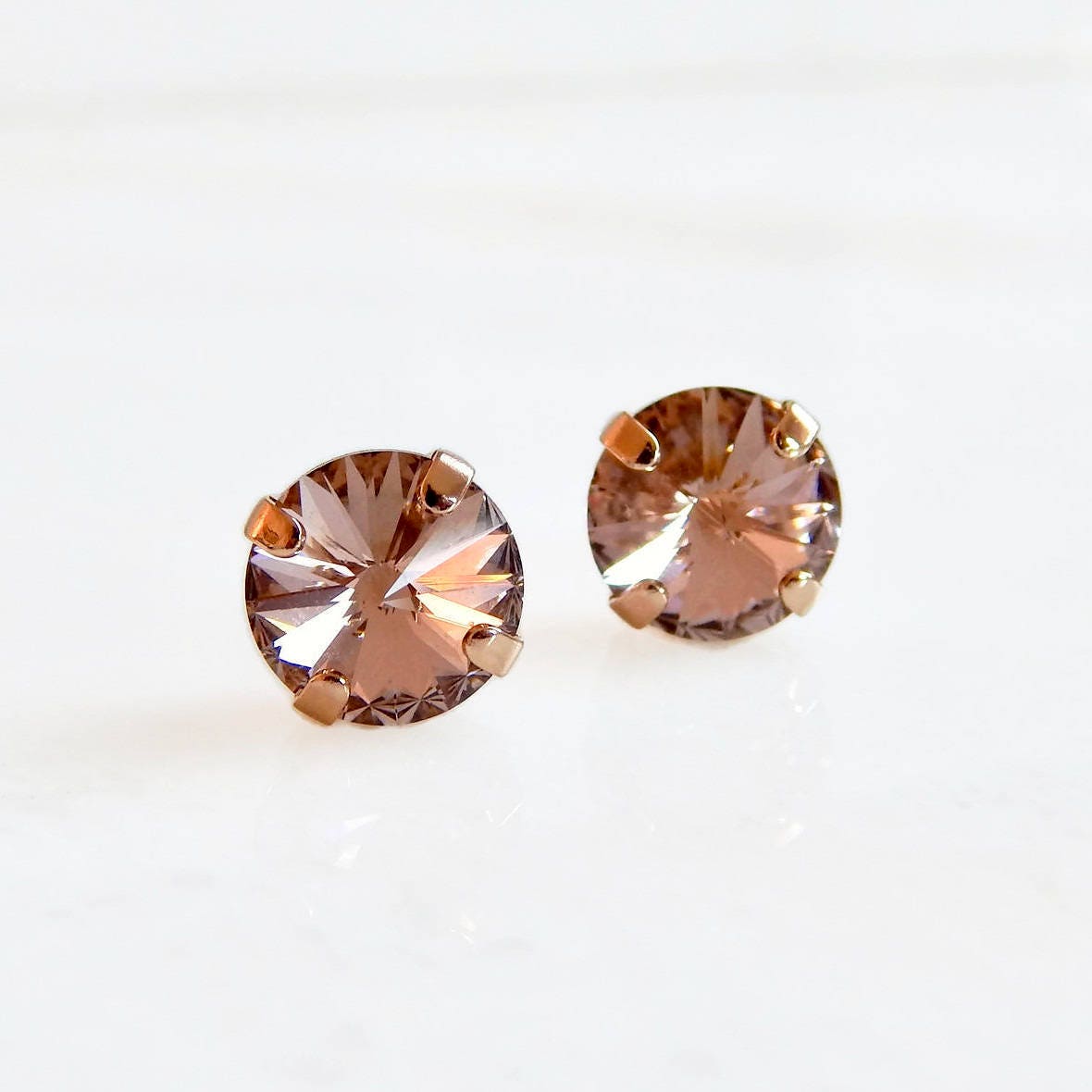 Blush and rose gold stud earrings