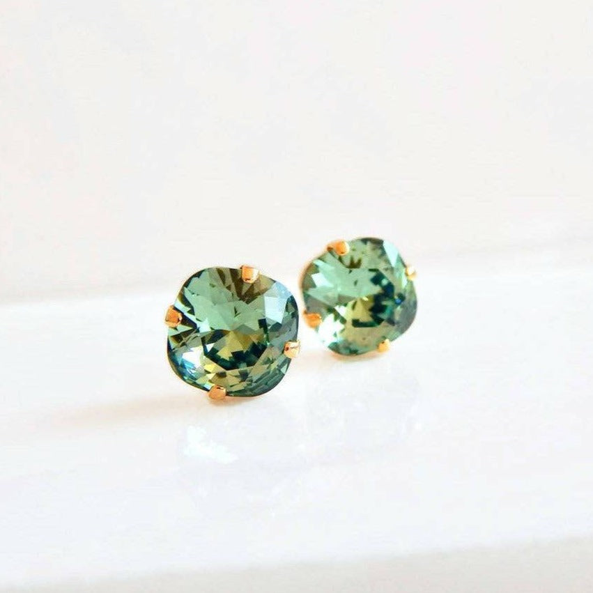 Erinite green crystal stud earrings