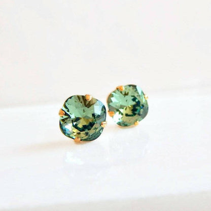 Boucles d'oreilles clous en cristal vert Erinite