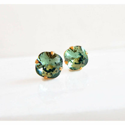 Boucles d'oreilles clous en cristal vert Erinite