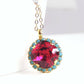 Ruby red and turquoise blue crystal necklace