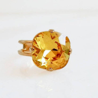 Citrine yellow crystal ring