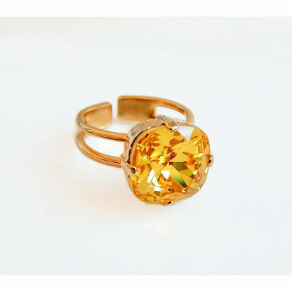 Citrine yellow crystal ring