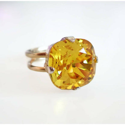 Bague cristal jaune citrine