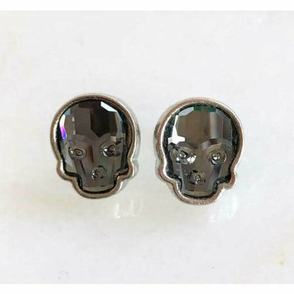 Pendientes calavera de cristal plata