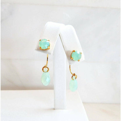 Sea foam green crystal ear jacket earrings