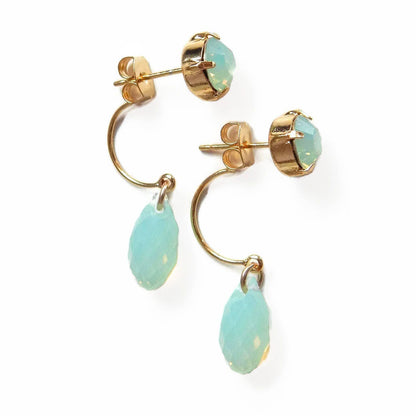 Sea foam green crystal ear jacket earrings