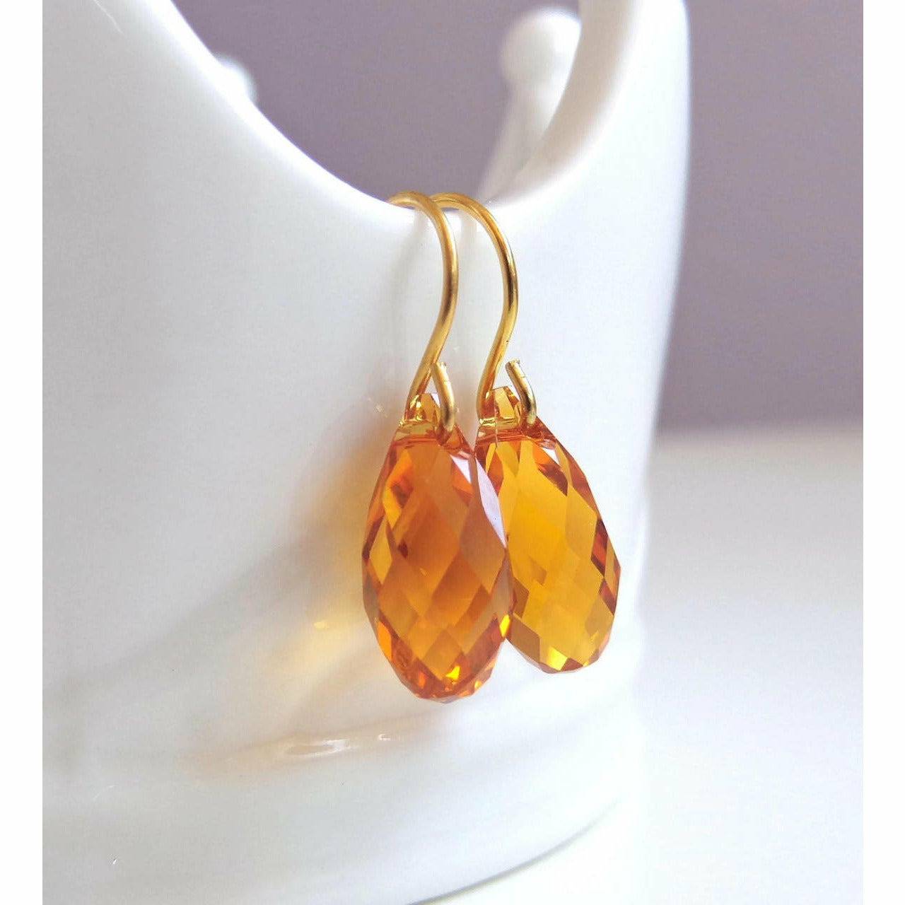 Topaz teardrop briolette earrings