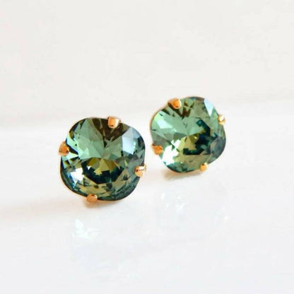 Erinite green crystal stud earrings