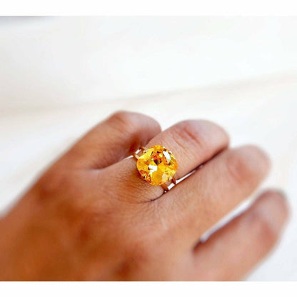 Citrine yellow crystal ring