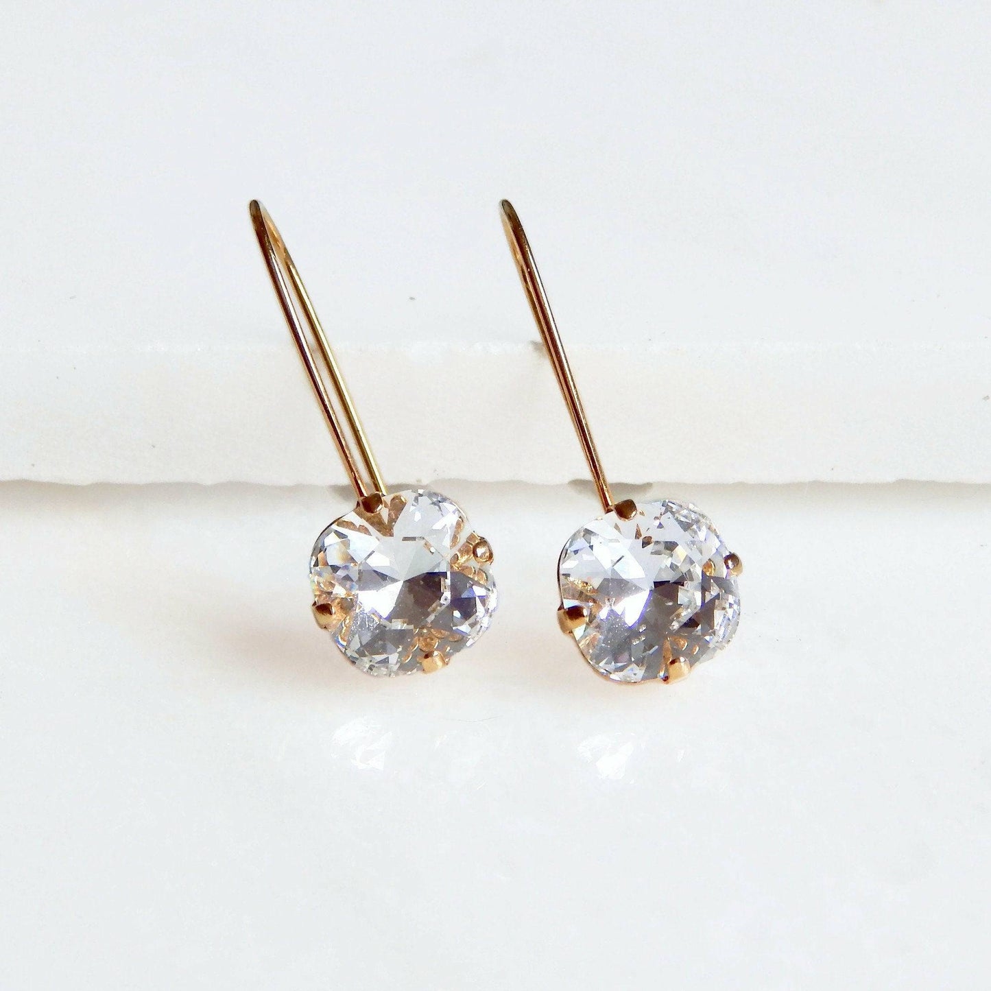Clear crystal earrings long