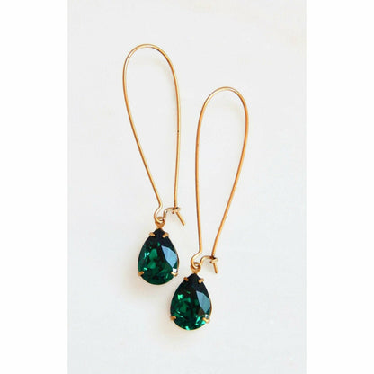 Boucles d'oreilles en cristal vert émeraude en forme de larme