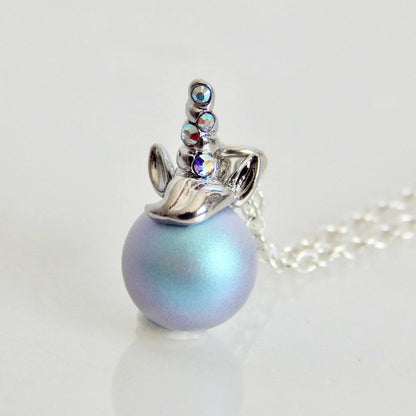Crystal Necklace Unicorn Pearl Necklace Blue Unicorn Pearl And